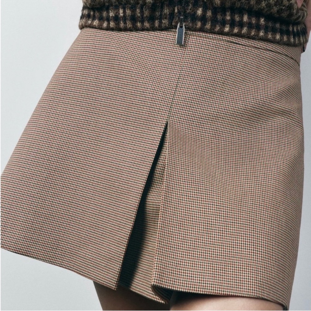 Zara Plaid A-Line Mini Skirt